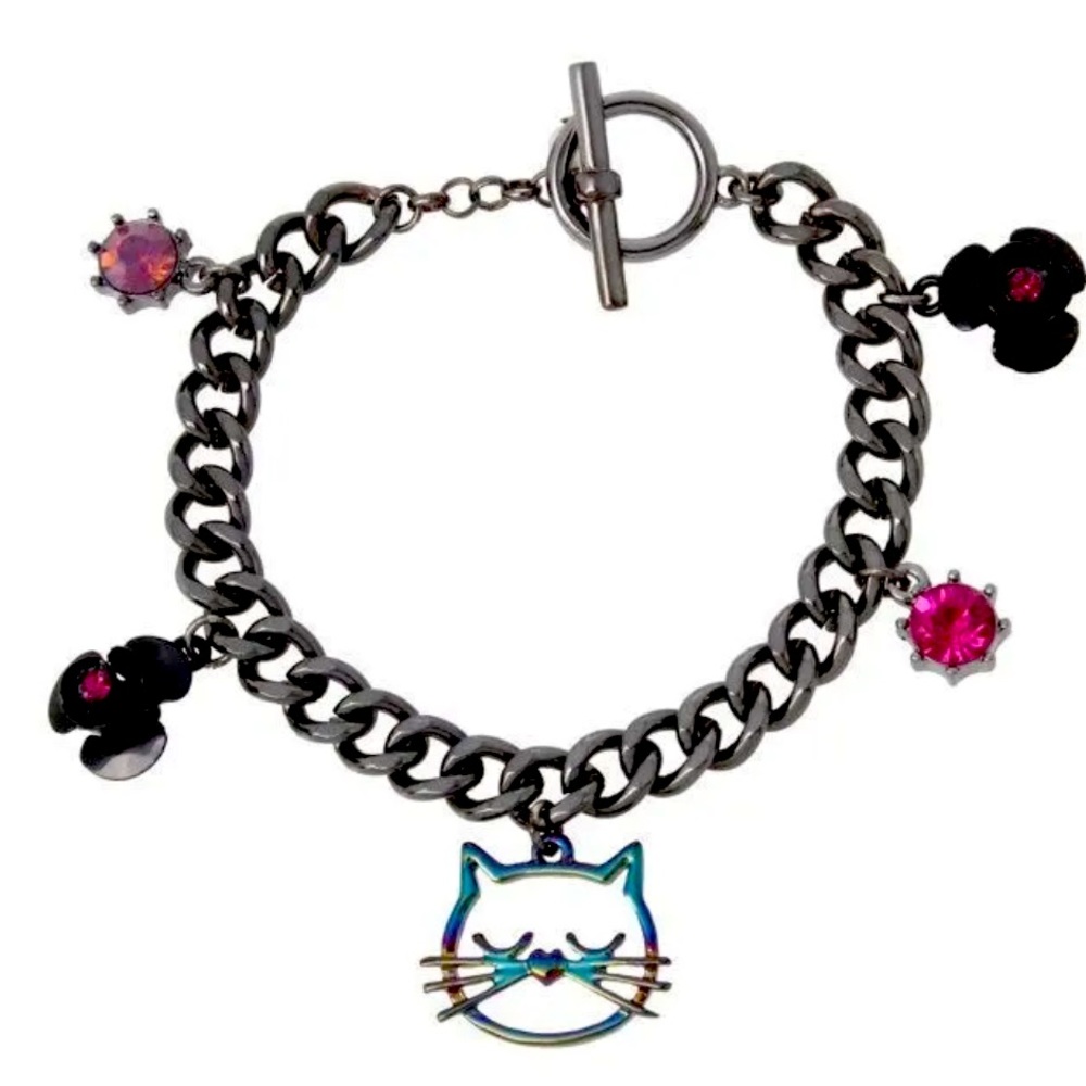 New Betsey Johnson Cat Charm Bracelet
